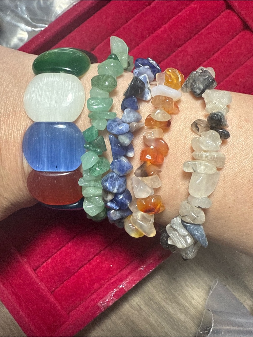 Multi-Color‎ Gemstone Chip Bracelet Bundle